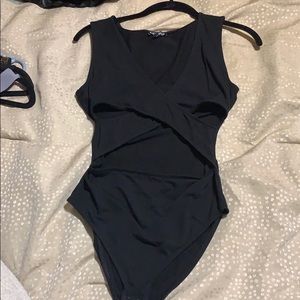 Black strappy body suit